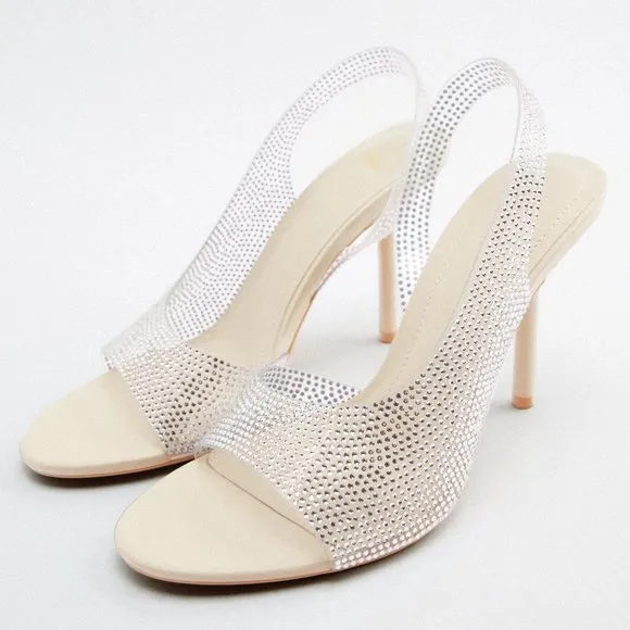 BLOGGER'S FAVE! Zara Rhinestone Heeled Sandals NWT