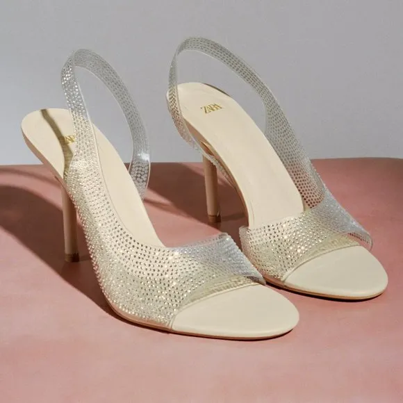BLOGGER'S FAVE! Zara Rhinestone Heeled Sandals NWT