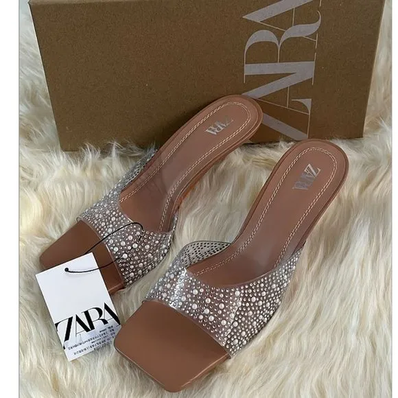 BLOGGER'S FAVE! Zara Rhinestone Heels With Beads NWT