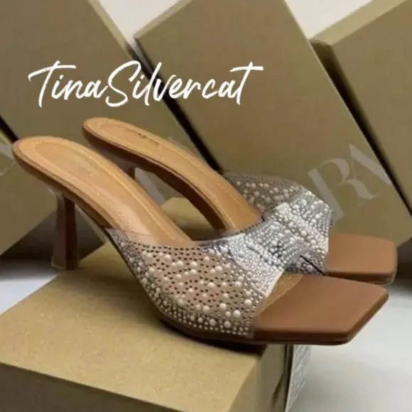 BLOGGER'S FAVE! Zara Rhinestone Heels With Beads NWT