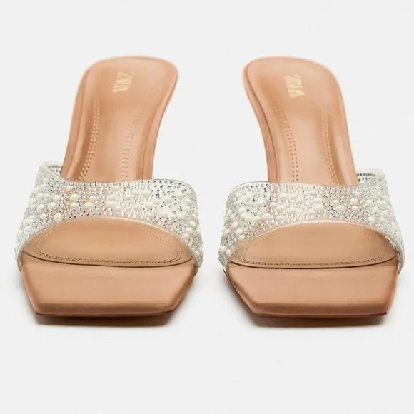 BLOGGER'S FAVE! Zara Rhinestone Heels With Beads NWT
