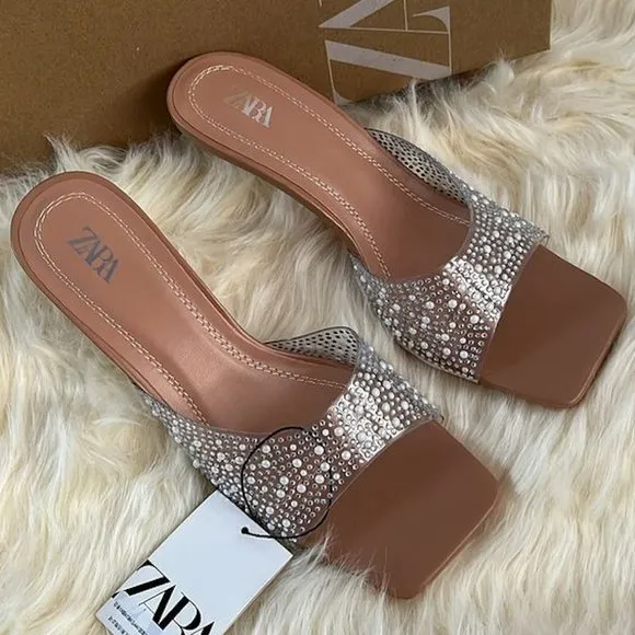 BLOGGER'S FAVE! Zara Rhinestone Heels With Beads NWT
