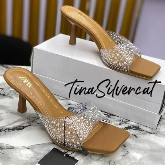 BLOGGER'S FAVE! Zara Rhinestone Heels With Beads NWT