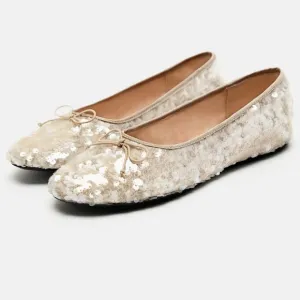 BLOGGER'S FAVE! Zara Sequin Ballet Flats Off White NWT
