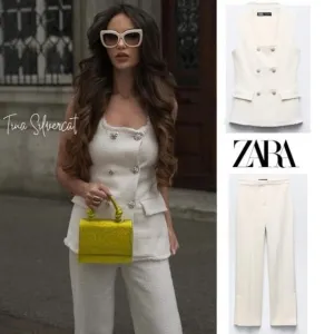 BLOGGER'S FAVE! Zara Textured Metallic Thread Vest Ecru NWT