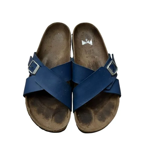 Blue Birkenstock Navy Cross Strap Sandals Size 8