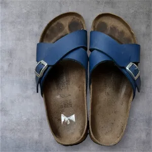 Blue Birkenstock Navy Cross Strap Sandals Size 8