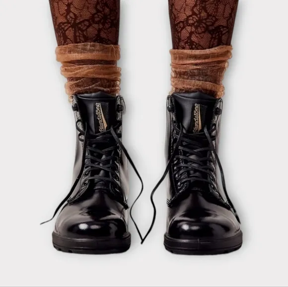Blundstone Lace Up Gore Black Patent Leather Boots