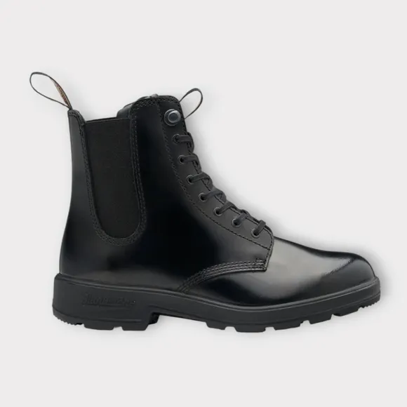 Blundstone Lace Up Gore Black Patent Leather Boots