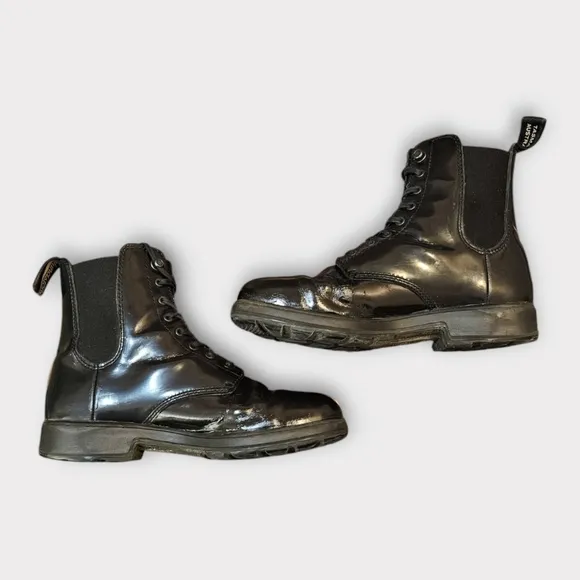 Blundstone Lace Up Gore Black Patent Leather Boots