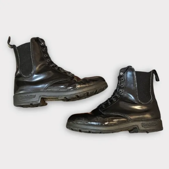 Blundstone Lace Up Gore Black Patent Leather Boots