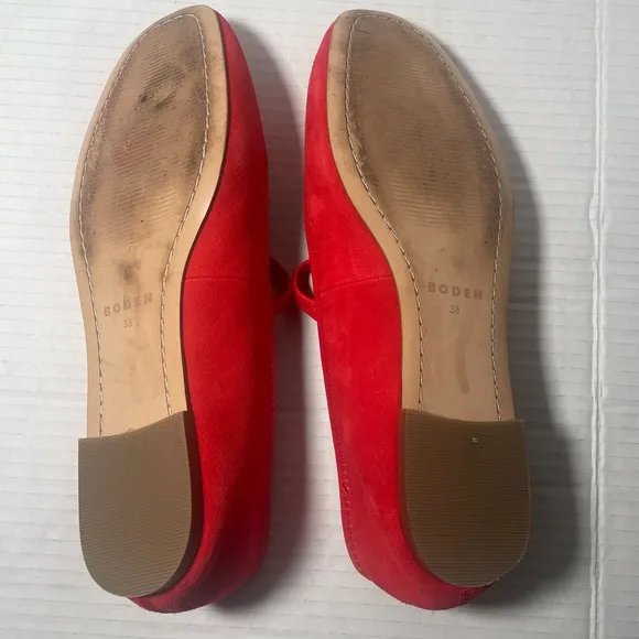 Boden Red Suede Ballet Flats