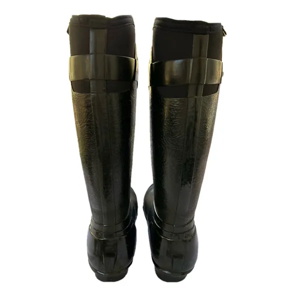 BOGS Rider Emboss Tall Black Waterproof Boots Size 9 Pull On Muck Boots