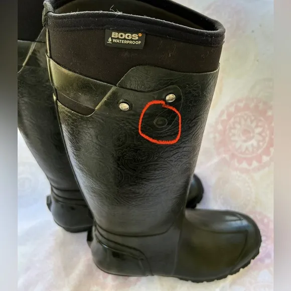 BOGS Rider Emboss Tall Black Waterproof Boots Size 9 Pull On Muck Boots