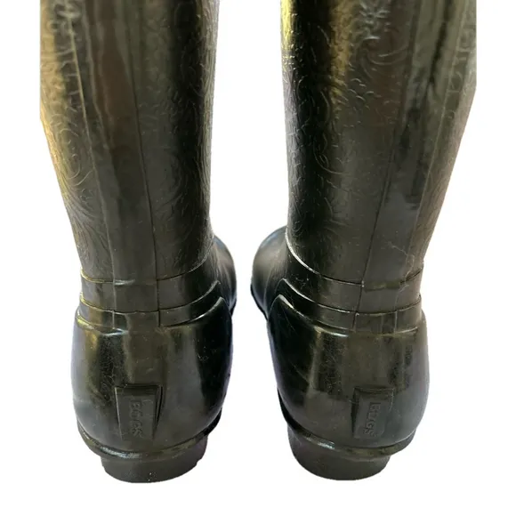 BOGS Rider Emboss Tall Black Waterproof Boots Size 9 Pull On Muck Boots
