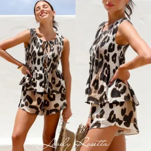 Boho Leopard Print Two-Piece Short Set