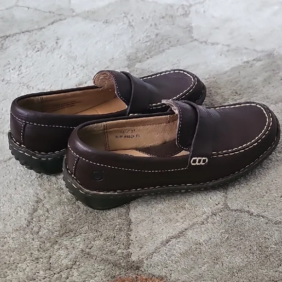 Born Brown Colada II Leather Slip-On Loafers