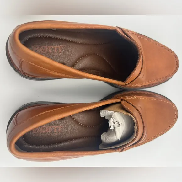 Born Carrera Leather Penny Loafer Lug Soles Brown Women’s Size 8.5M NEW W/Box