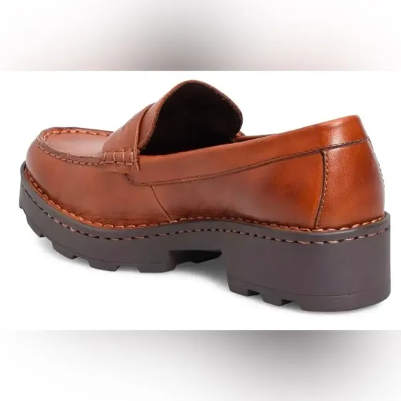 Born Carrera Leather Penny Loafer Lug Soles Brown Women’s Size 8.5M NEW W/Box