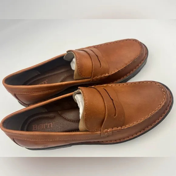 Born Carrera Leather Penny Loafer Lug Soles Brown Women’s Size 8.5M NEW W/Box