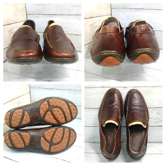 Born Men's 8M Brown Handcrafted Leather SlipOn Loafers
