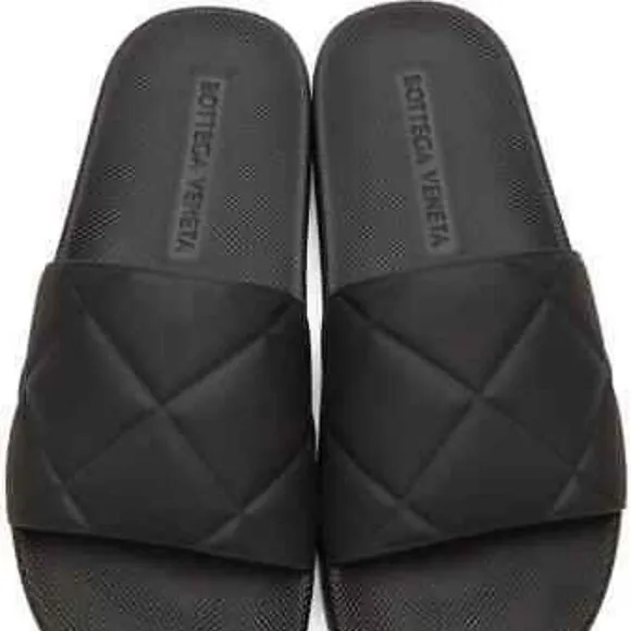 Bottega Veneta Vintage Black Quilted Rubber Slides size 45
