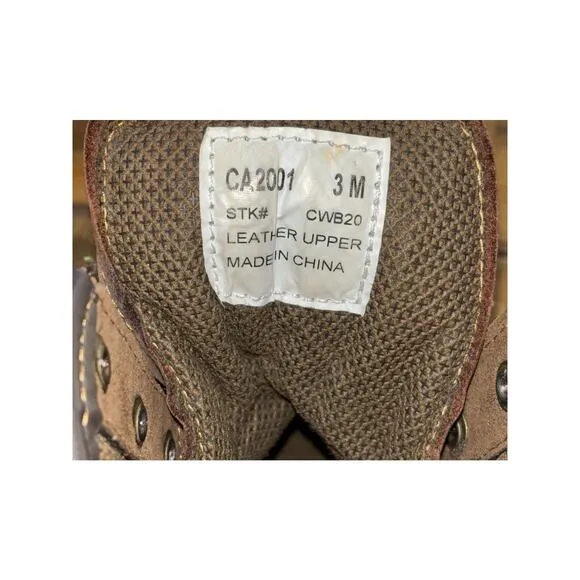 Boys Carolina Brown Upper Leather Lace Up Work Boot Shoes Size 3
