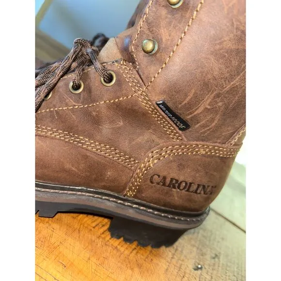 Boys Carolina Brown Upper Leather Lace Up Work Boot Shoes Size 3