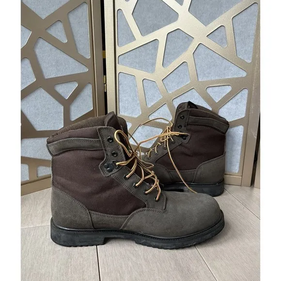 Brahma Men Work Utility Boots Sz 14 Steel Toe Leather Oil And Slip Resistant