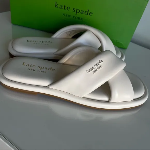 Brand New Kate Spade Rio Slide Sandals Cream Size 6