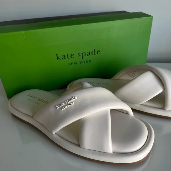 Brand New Kate Spade Rio Slide Sandals Cream Size 6