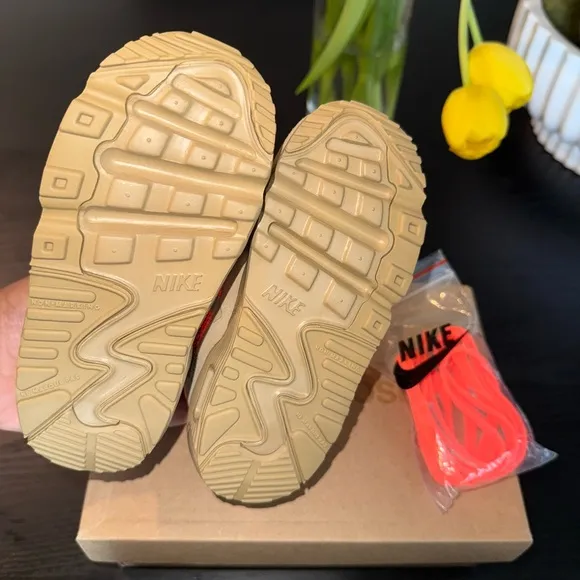 Brand New Nike Tan and Red Sneakers Rugged Outdoor Design