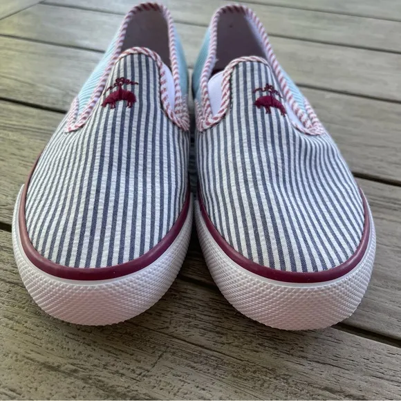 Brooks Brothers   Sperry Striped Slip-On Shoes with Logo Mens 8 Womens 9.5
