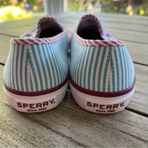 Brooks Brothers   Sperry Striped Slip-On Shoes with Logo Mens 8 Womens 9.5