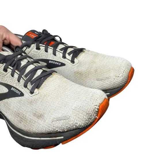 Brooks Ghost 14 Running Shoes Athletic Sneakers Grey White Outdoor Mens Size 11