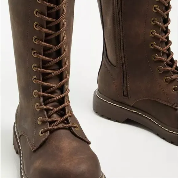 Brown Lace up Combat Boots