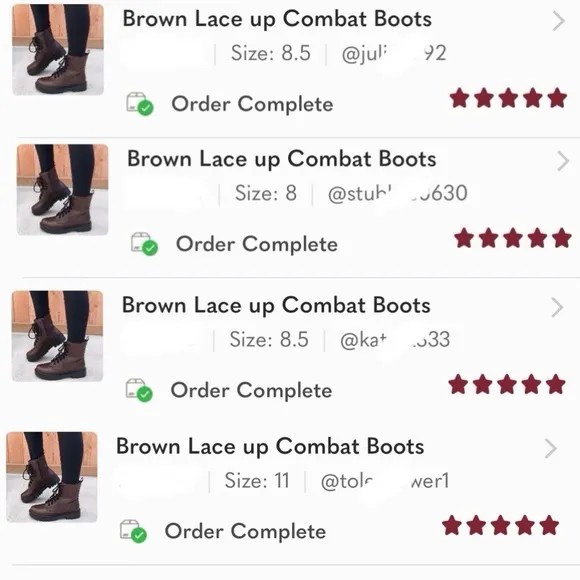 Brown Lace up Combat Boots