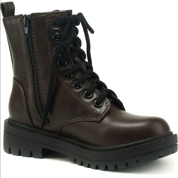 Brown Lace up Combat Boots