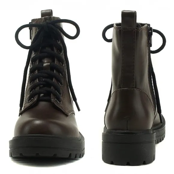 Brown Lace up Combat Boots