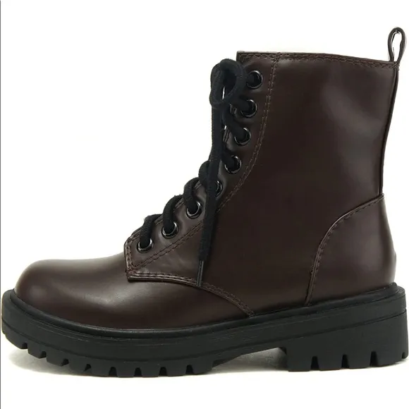 Brown Lace up Combat Boots