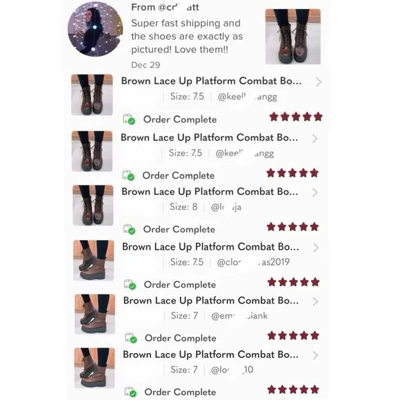 Brown Lace Up Platform Combat Boots
