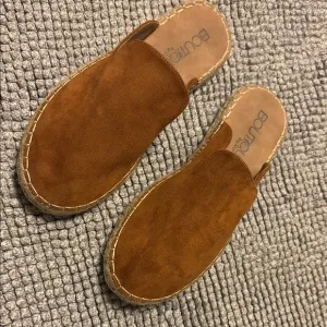 Brown Suede Slip-On Loafers with Rounded Toe