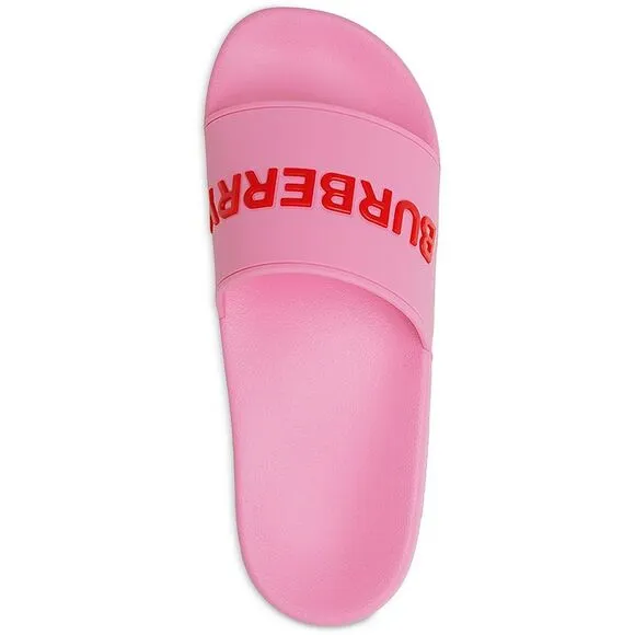 Burberry London Womens Furley Pink Logo Summer Slide Sandals Shoes New