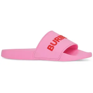 Burberry London Womens Furley Pink Logo Summer Slide Sandals Shoes New