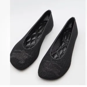Burberry Mesh Ballerina Flats size 6.5 EU 37 Black Mesh Ballet Flats