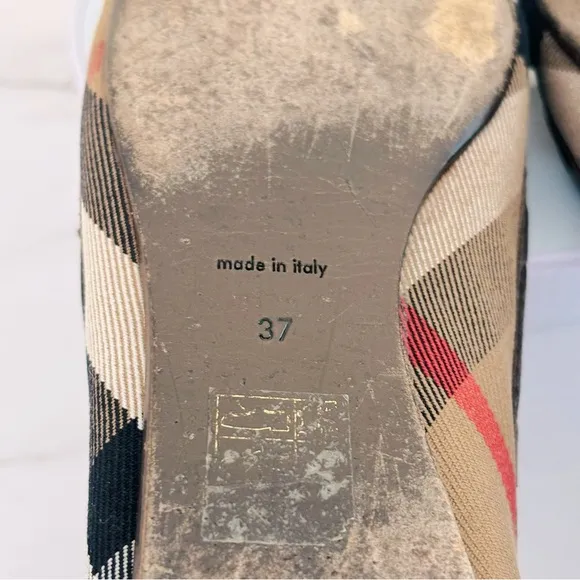 Burberry Nova Check Pattern Canvas Ballet Flats Women's Size: 7 | IT 37