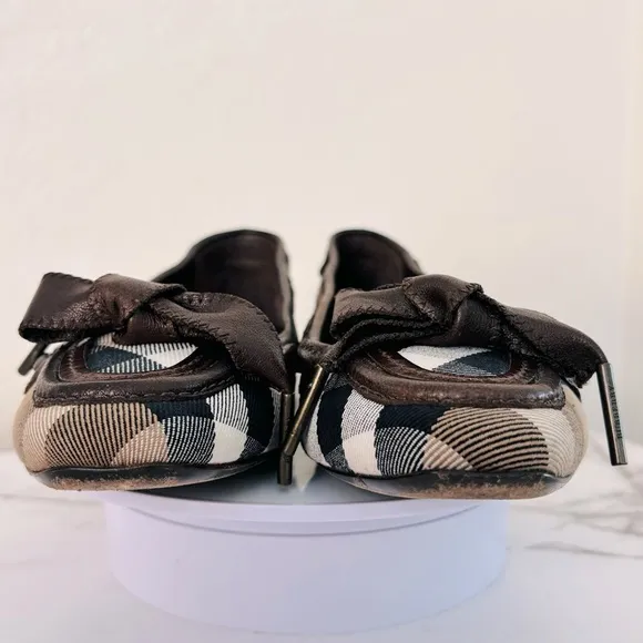 Burberry Nova Check Pattern Canvas Ballet Flats Women's Size: 7 | IT 37