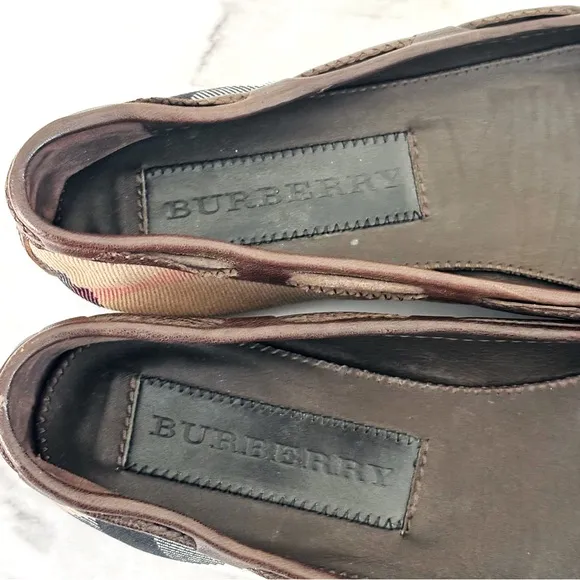Burberry Nova Check Pattern Canvas Ballet Flats Women's Size: 7 | IT 37