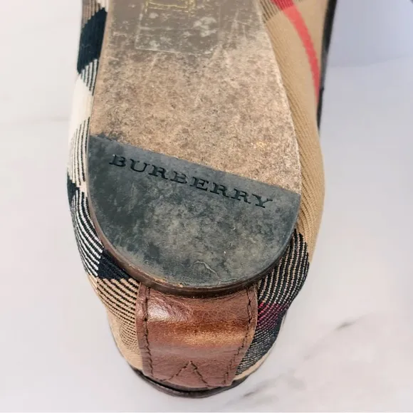 Burberry Nova Check Pattern Canvas Ballet Flats Women's Size: 7 | IT 37
