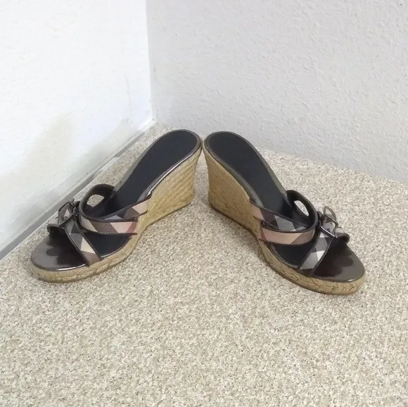 Burberry Novacheck Slide Wedge Sandals